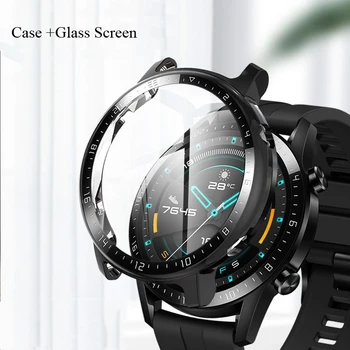 Caz acoperire Pentru Hawei Ceas 3 ceas GT 2e 2 Pro cu Ecran de Sticlă Protector Pentru Honnor Ceas Magic 2 46mm Temperat film Dial shell