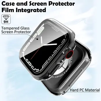 2 buc de Protecție Caz Ceas Pentru Apple Watch Seria 7 41mm 45mm Cer Plin cu Ecran Protector din Sticla Temperata de Acoperire de Film Cazuri Shell