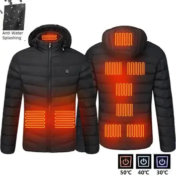 Bărbații 9 Zone Încălzite Jacheta USB de Iarnă în aer liber Încălzire Electrică Jachete Calde Sprots Termică Strat de Îmbrăcăminte Incalzite sacou din Bumbac