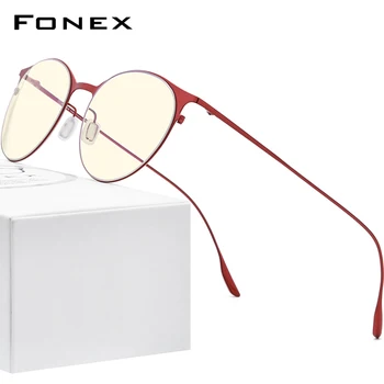 FONEX Lumina Albastra Anti-Blocare Ochelari Femei de Brand Designer 2020 Nouă Epocă Rotund Anti-Raze Albastre Calculator Ochelari de vedere Barbati FAB016