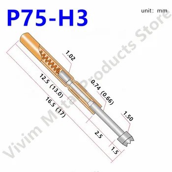 P75-H3 Coroana Cap Pin de Test 100 Buc / Punga Nichel Placare Test Degetar Ac 1.02 mm Acasă Primăvară Metal Test Sonda 2019 Fierbinte de Vânzare