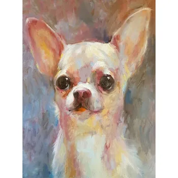 Burghiu Plin De Piața Diamant Broderie Alb Câine Chihuahua Diy Diamant Pictura Cross Stitch Model Cusut Meșteșugurilor De Artă Decor Acasă
