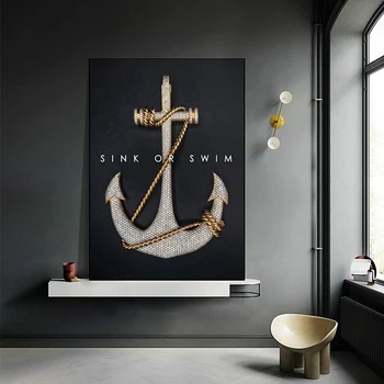 Ancora Tablou Canvas Art Cuadros Constantin Negru Poster Nordic Decorare Imagine Maison Postere si Printuri