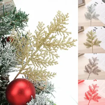 10/5pcs Sclipici Pom de Crăciun Fern Leaf Scenă Frumos Decor de Aur, Argint Roșu Frunze Artificiale Diy Crafting Accesorii
