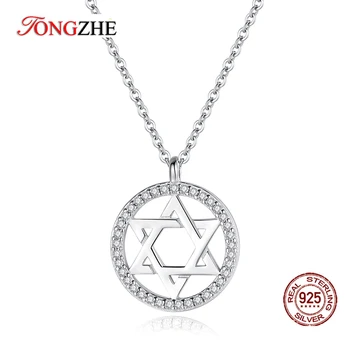 TONGZHE Evreu Magen Star of David 925 Sterling de Argint Colier pentru Femei Barbati Hanukkah Pandantive Israel Judaica ebraică Bijuterii