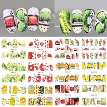 12pcs de Fructe de Vară de Apă Decalcomanii de Pepene verde/kiwi/banana/lamaie/ Capsuni Modele de Unghii Autocolante Împachetări Slider Decalcomanii 2020