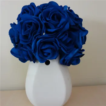 100X Flori Artificiale Albastru Regal Trandafiri Pentru Mireasa Buchet de Nunta Decor Aranjament Central, en-Gros LNRS001