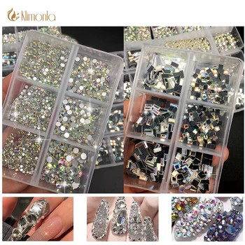 6Gird/Cutie Multi Dimensiune AB/Colorate Remediere rapidă Cristale Flatback de Cristal Pietre de Diamant 3D Sclipici Unghii Decoratiuni de Lux