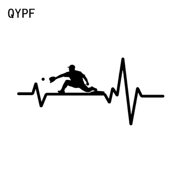 QYPF 16.5*7.6 CM mai Tare Inima Bate Linia de BASEBALL Masina Autocolante Decor Silueta de Vinil, Accesorii Motociclete C16-0602