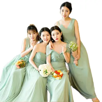 J0100 Personalizate Lungă Șifon Verde De Domnisoara De Onoare Rochii Etaj Lungime Bal De Absolvire Rochie De Petrecere De Nunta Halat Femei Vestidos
