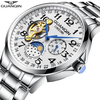 GUANQIN Nou model de automat de afaceri ceas bărbați impermeabil mecanice Tourbillon ceasuri barbati top brand de lux relogio masculino