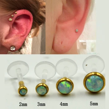 1buc Oțel Chirurgical Opal Bijuterie Bijuterii Inele de Buze Ureche Helix Tragus Cartilajului Știfturi Nas Stud 16G Piercing Bijuterii