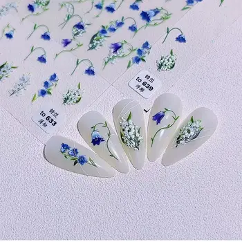 3D Nail Art Autocolante de Flori Crin Din Vale Florale Flori de Lustruire de Unghii Autocolante autoadezive Decorare Unghii Pentru Manichiura