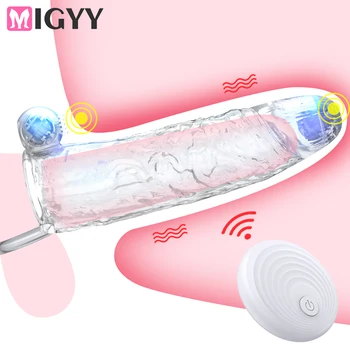 Vibrator Penis Sleeve Control de la Distanță Reutilizabile Vibratoare, Prezervative, Jucarii Sexuale pentru Barbati, Cuplu Marirea Penisului USB de Încărcare de 10 Moduri