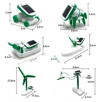 6-ÎN-1 de Învățare de Învățământ de Puzzle Asamblat Putere Jucării Solare Auto Vas Robot de Blocuri de Animale Construirea Modelului Seturi Cadou pentru Copii