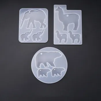 DIY Rășină Epoxidică Forme de Animale Drăguț Tag Forma Elefanți, Urși Alpaca Breloc Matrite Matrite de Silicon cu Orificiu de Turnare Matrite