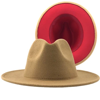 Noi Unisex bronz rosu Mozaic Simțit Pălărie Jazz Capac Bărbați Femei Margine Plat Amestec de Lână Pălării Fedora Panama Trilby Palarie Vintage XL
