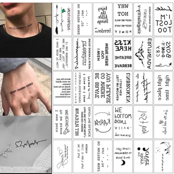 30buc/set Tatuaje False pentru Femei engleză Litere Mici Temporară Tatoo Autocolant rezistent la apa Degetul Mâinile de Gât Tatuajes Temporales
