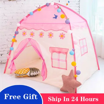 1.3 M Portabil Cort pentru Copii Wigwam Pliant Copii Corturi Tipi Casa Joc pentru Copii Fete Mari Roz Princess Castle Copil de Cameră Decor