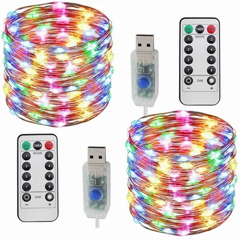 Sârmă de cupru de Lumină LED String Lumini de Basm Ghirlanda 5m/10m 8 Moduri USB de la Distanță Pentru Casa Interior de Craciun Petrecere de Nunta de Decorare