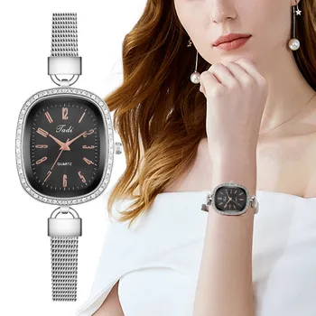 Minimalist Moda pentru Femei Ceasuri de Argint Simplu Doamnelor din oțel Inoxidabil plasă de centura Ceasuri de mana Dreptunghi Femei Cuarț Ceas
