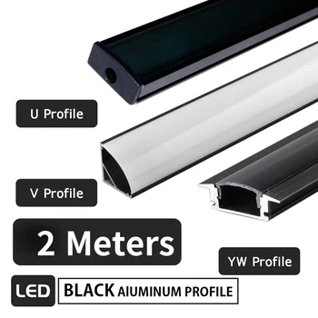 100buc / Lot V U YW Stil Profil de Aluminiu de 2M Negru pentru 3528 5050 5630 7020 8520 Benzi cu LED-uri Canal de Condus de Aluminiu Canal