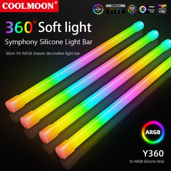 COOLMOON Y360 30cm Silicon ARGB PC Caz Lumină LED-uri Bara de 5V 3PINx2+4PIN Computer Desktop Lampa Benzi plăci de bază Accesorii pentru Decor