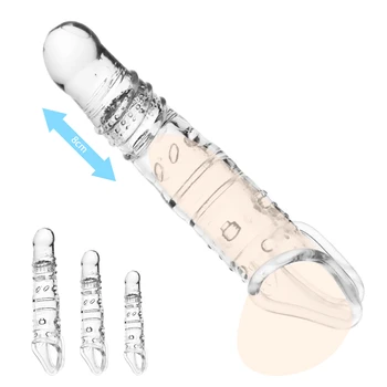 Penis Sleeve Extender Intarziere Ejaculare Reutilizabile Prezervativ Moale, Flexibil Penisului Acoperi Adulti Jucarii Sexuale pentru Barbati Penis Enlarger