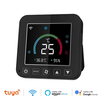 Tuya Wifi IR Termostat de Aer Conditionat Controler LCD Touch Screen de la Distanță fără Fir de Temperatură și Senzor de Umiditate Alexa Google