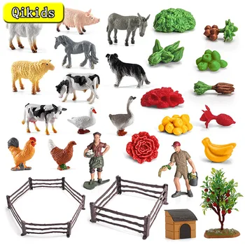 Simulare Fermă Model Figurine De Acțiune Fermier Vacă, Găină, Porc, Păsări De Curte Animale Set Figurine In Miniatura Drăguț Educative Pentru Copii Jucarii