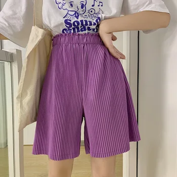 Moda Plisată Shorts Liber Casual High Street Harajuku Elastic Talie pantaloni Scurți de Moda coreeană Largi Picior Haine de Vară pentru Femei