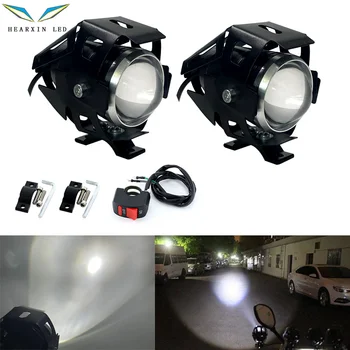 U5 Alb Motocicleta Faruri Auxiliare Lampa LED Motocicleta Reflectoarelor Accesorii Moto 12V DRL Loc de faruri Cu Angel Eyes