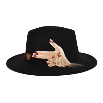 2021 nou de mână-pictat model Fedora pălărie margine largă pălărie Panama pălărie de fetru superficial top hat fedora femei și bărbați pălării pentru bărbați панама