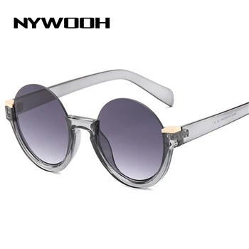NYWOOH Vintage Rotund ochelari de Soare Femei Retro Jumătate Cadru Gradient de Ochelari de Soare Damele de Lux, Brand Designer de Cerc UV400 Ochelari