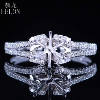HELON 6mm Rotund Tăiat Masiv de 14K Aur Alb Deschidă Diamante Naturale pentru Femei Bijuterii Fine Semi Muntele de Logodna Inel de Nunta Setare