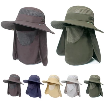 2In1 Bărbați Femei Soare Pescuit Pălărie UPF50+ Anti-UV în aer liber, cu Uscare Rapidă de Vară Pălărie Umbrelă de soare Alpinism Capac Mare Streașină Palarie Detasabila