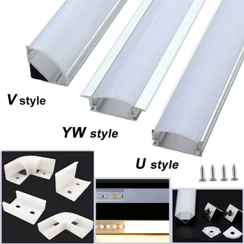 U/V/YW Stil profil în Formă de 0,5 m de Aluminiu DC12V Bar LED Lumina 2-25 Buc Canal Suport Capac DIY Pentru lăptos benzi de acoperire channeles