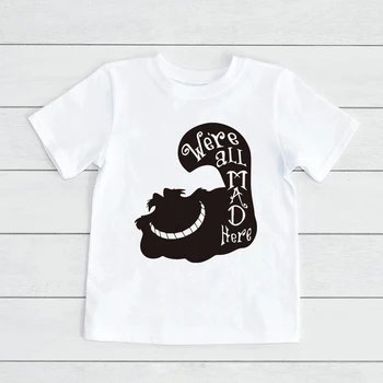 Vara Tricou Copii Alice In tara Minunilor Tricou Pisica Cheshire Aici Toti suntem Nebuni Scrisori de Streetwear T-shirt pentru Copii Vrac Confort