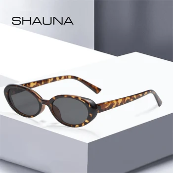 SHAUNA Retro Oval ochelari de Soare Femei de Moda Trend Leopard Șampanie Ochelari de Nuante UV400 Bărbați Ochelari de Soare