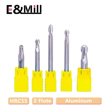 HRC55 aliaj de Aluminiu special tungsten din oțel freze de tăiere minge aliaj ball end freza 2 flaut R cutter 1-20mm