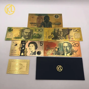 New Sosire Australia 50 De Dolari În Aur A Bancnotelor Colorate Placat Cu Folie De Aur A Bancnotelor Replica Monedă De Colectare