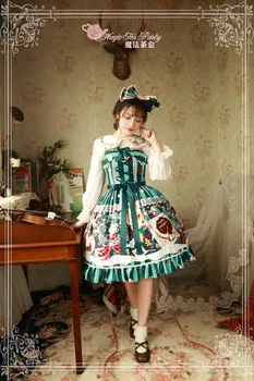 Printesa tea party dulce lolita rochie retro dantelă bowknot drăguț de imprimare rochie victoriană fata kawaii lolita gotic jsk