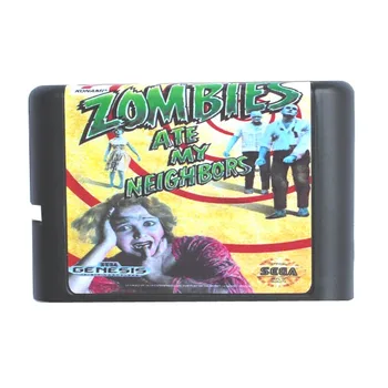 Zombie Mâncat Vecinii Mei De 16 Biți Carte De Joc Pentru Sega Mega Drive & Sega Genesis