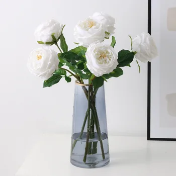 Real Atinge Bujor Flori Artificiale Latex False Royal Bujori Flori Artificiale Flori de Bujor Roz Ramură pentru Decor Nunta
