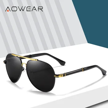 AOWEAR de Brand Designer de Aviație Barbati ochelari de Soare Polarizat de Conducere Oglindă de Epocă Ochelari de Soare Barbati Classic Pilot Ochelari cu Caz