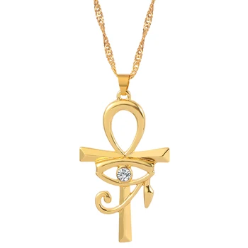 Egiptean Ankh, Crucea Pandantiv Colier pentru Femei Barbati Amuleta Ochiul lui Horus, Simbol al Vieții Cruce Coliere din Africa de Bijuterii Cadouri