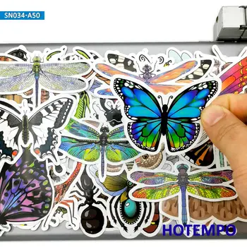 50 de Bucăți Drăguț Fluture, Libelula Insecte Amuzante Graffiti Album Notebook Autocolante pentru Copil Jucărie Telefon Laptop Chitara Autocolant Auto