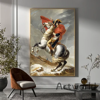 Arta clasica Celebra Pictura a lui Napoleon Bonaparte Traversând Marele Saint-Bernard Trece Portret Pictura in Ulei pentru Decor Camera