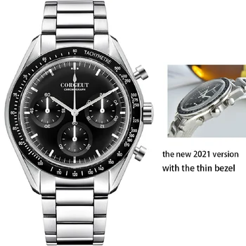 Corgeut 40MM Mens Watch Chronograph Quartz 24-Ore multifuncțional din Oțel Inoxidabil, Piele Sport Relogio Masculino Omul Ceas