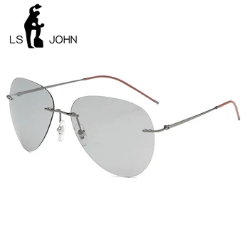 E JOHN Pilot Fotocromatică Polarizat ochelari de Soare Barbati de Brand Designer de Epocă Ultralight fără ramă de Titan Ochelari de Soare pentru Femei